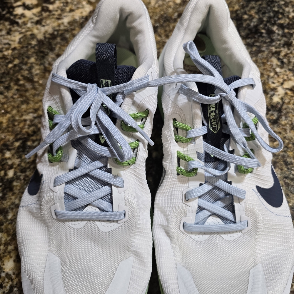 Nike White and Navy Sneakers with Green Accents